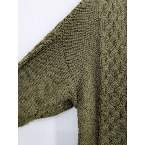 Vintage Chunky Cable Knit Cardigan Button Up Mohair Blend Textured Cottage Cozy - Picture 6 of 9